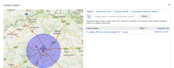 Adwords - omezení zobrazení reklam na lokalitu