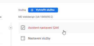 Vytvoření služby GA4
