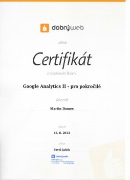 Certifikát - Google Analytics pro pokročilé