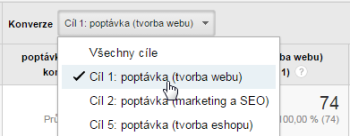 Google Analytics - volba cílů