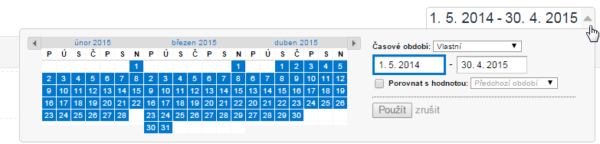 Google Analytics - volba období