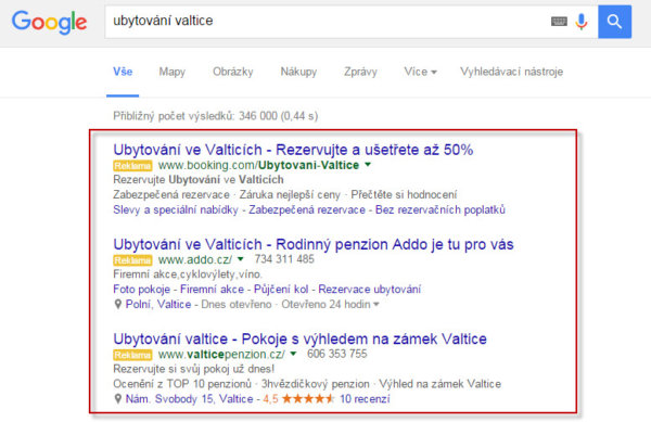 PPC reklama Adwords ve vyhledávači Google