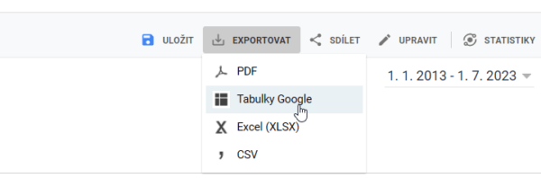 Universal Analytics - export