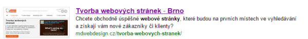 Výsledek ve vyhledávači doplněný o lokalitu