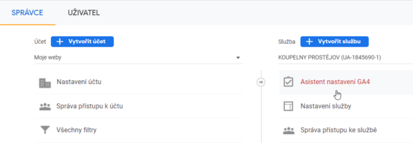 Asistent nastavení GA4