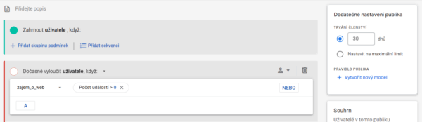 Vytvoření publika v GA4