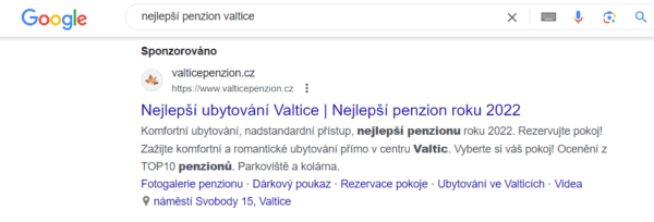 online reklama ve vyhledávači Google