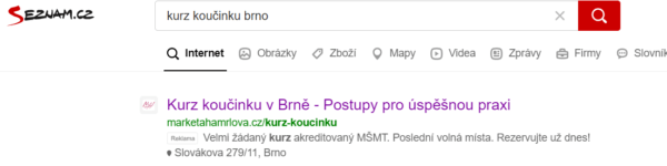 online reklama ve vyhledávači Seznam